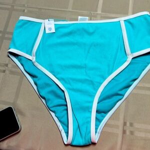 NWTKona sol high waisted  teal swim suit medium coverage high waisted bottoms xl